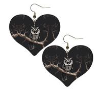Late Night Owl Prints Stylish Heart-Shaped Earrings Lightweight Women'S Accessories Perfect For Parties And Valentine'S Day.