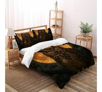 Late Night Owl Quilt Cover Art Comforter Cover 3 Piece Ultra Soft Microfiber for Kids Boys Girls Teens with Zipper Closure King(220x240cm)
