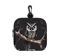 Late Night Owl Small Waterproof Zipper Pouch-Neoprene Storage Bag for Earbuds, Keychain Clip Case