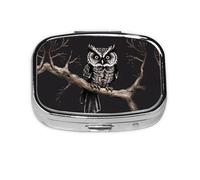 Late Night Owl Square mini Pill Box, Travel Pill Box, can be Put into Wallet or Pocket to Store a Variety of Small Items
