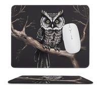 Late Night Owl Stitched Edge Mouse Pad
