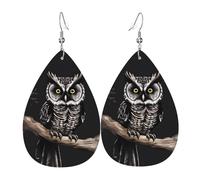 Late Night Owl Teardrop Leather Earrings, Women'S Accessories, Versatile Earrings Suitable For Commuting And Travel.