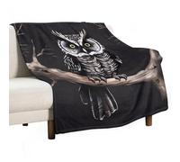 Late Night Owl Throw Blanket Super Lightweight Breathable Blanket Soft Cozy Flannel Throw Blankets for Couch, Sofa, Chair, Bed, Camping, Picnic, Travel Bed Blankets All Season Use 30"x40"