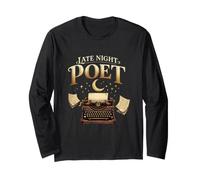 Late Night Poet Typewriter Moon and Poetry Writing Long Sleeve T-Shirt