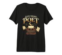 Late Night Poet Typewriter Moon and Poetry Writing Premium T-Shirt