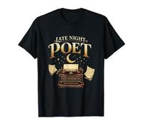 Late Night Poet Typewriter Moon and Poetry Writing T-Shirt