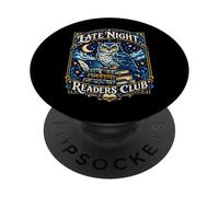 Late Night Readers Club Owl Book Lover Design PopSockets Adhesive PopGrip