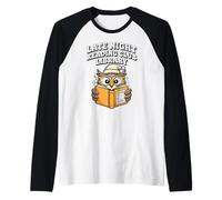 Late Night Reading Club Library Owl Return Never Raglan Baseball Tee