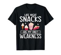 Late Night Snacks are My Only Weakness Cupcake Popcorn T-Shirt