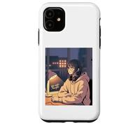 Late Night Thoughts Lo Fi Anime Girl Headphones Rainy Night Case for iPhone 11