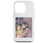 Late Night Thoughts Lo Fi Anime Girl Headphones Rainy Night Case for iPhone 13 Pro