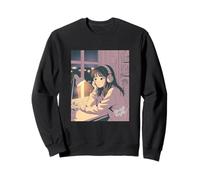 Late Night Thoughts Lo Fi Anime Girl Headphones Rainy Night Sweatshirt