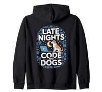 Late Nights Code And Dogs Programmer Dog Lover Zip Hoodie