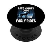 Late Nights Code Early Rides Horse Programmer PopSockets Adhesive PopGrip