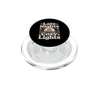 Late Nights Cozy Lights Bear With Hot Cocoa PopSockets PopGrip for MagSafe