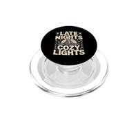 Late Nights Cozy Lights Bear With Hot Cocoa PopSockets PopGrip for MagSafe