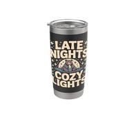 Late Nights Cozy Lights Bear with Hot Cocoa Stainless Steel Insulated Tumbler