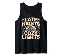 Late Nights Cozy Lights Bear with Hot Cocoa Tank Top