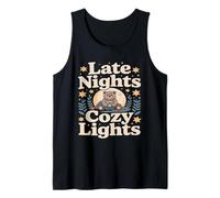 Late Nights Cozy Lights Bear with Hot Cocoa Tank Top