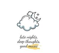 late nights, deep thoughts, good music: Funny Notebook, Motivational Notebook, Journal, Diary (110 Pages, Blank, 6 x 9)