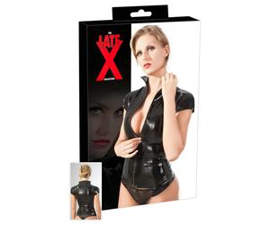 Late X zipped short-sleeve women’s top (black) - S