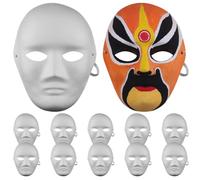 Latebebebe 12Pcs Full Face Masks, 7x9 Paintable Paper White Mask With Rubber Band For Carnival Cosplay Halloween DIYFull Face Mask