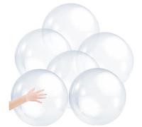 Latebebebe 6Pcs Inflatable Clear Ball 16 Inches PVC Beach Ball Bright Water Balloon Clear Pool Beach Party inflatable balls