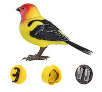 Latebebebe Bird Toys, Interactive Electric Chirping Bird Toy with Stay Tray & Simulation Texture, Voice & Light Control Patio Decorations Outdoor for Home, Garden