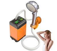 Latebebebe Camping Shower 12V 4800mAh Rechargeable Temperature Monitoring Portable Shower with Showerhead, Suction Cup Bracket & Detachable Filter for Backpacking, Hiking, OutdoorPortable