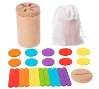 Latebebebe Color Sorting Sensory Toys, 2-in-1 Shape ＆ Color Sorting Toys, Wooden with Magnetic Lid, Educational Montessori for 36m+ Toddler