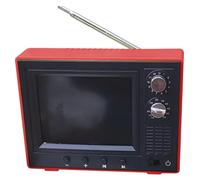 Latebebebe Dollhouse TV 1:12 Scale USB Rechargeable Vintage Mini TV Toy That Can Play Video with LCD Screen & 180° Rotatable Antenna Dollhouse Furniture for DIY Setting Accessories, Red Accessories