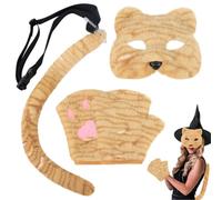 Latebebebe Furry Suit, Cute Cat Mask with Tail & Gloves, Simulation Therian Mask, Furry Costume for Halloween, Christmas, Party, Masquerade Masquerade