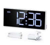 LATEC Alarm Clock, Digital Alarm Clock Bedside Mains Powered with 4 Level Brightness+OFF, 3 Levels of Volume, 2 Alarms, Snooze, USB Port, 3 Alarm Schedules, Clocks for Heavy Sleepers (Incl. Adapter)