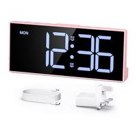 LATEC Alarm Clock, Digital Alarm Clock Bedside Mains Powered with 4 Level Brightness+OFF, 3 Levels of Volume, 2 Alarms, Snooze, USB Port, 3 Alarm Schedules, Clocks for Heavy Sleepers (Incl. Adapter)