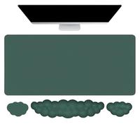 Lateefah Desk Mat and Cloud Wrist Rest, Large Mouse Pad with Keyboard Wrist Rest, Ergonomic Wrist Pad for Keyboard and Mouse, Non-Slip Leather Keyboard and Mouse Wrist Support, Dark Green