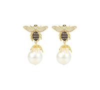 Latelita Baroque Pearl Honey Bee Drop Earrings Gold