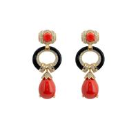 Latelita Clara Bow Coral & Enamel Drop Earrings Gold