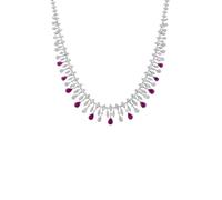 LATELITA Duchess Ruby Statement Necklace Silver