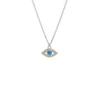 Latelita Elliptical Evil Eye Necklace Blue Opal Silver