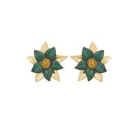 Latelita Emerald Gold Marguerite Daisy Flower Large Stud Earrings for Women - 925 Sterling Silver with Emerald Green Cubic Zirconia and Yellow