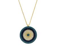 Latelita Evil Eye Pendant Necklace Large Blue Gold