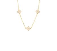 LATELITA Flower Clover Triple Choker Necklace Gold for Women, 22ct Gold Plated 925 Sterling Silver, Adjustable 40-45cm Length, Cubic Zirconia Stones