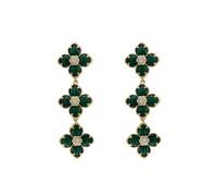 Latelita Flower Clover Triple Drop Earrings Malachite Gold