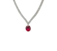 LATELITA Garbo Oval Gemstone Tennis Necklace Ruby Silver