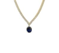 LATELITA Garbo Oval Gemstone Tennis Necklace Sapphire Gold
