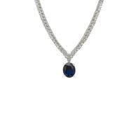 LATELITA Garbo Oval Gemstone Tennis Necklace Sapphire Silver