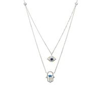 Latelita Hamsa Hand And Evil Eye Layered Necklace Silver