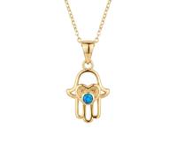LATELITA Love My Hamsa Hand Blue Opal Pendant Necklace Gold