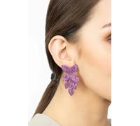 Latelita Rose Gold Petal Cascading Flower Clip On Earrings with Ruby Cz - 925 Sterling Silver - Female