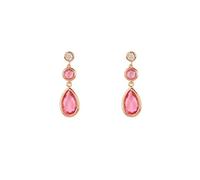 Latelita Rose Gold Pink Tourmaline Drop Earrings with Cubic Zirconia - 925 Sterling Silver - Birthstone for October